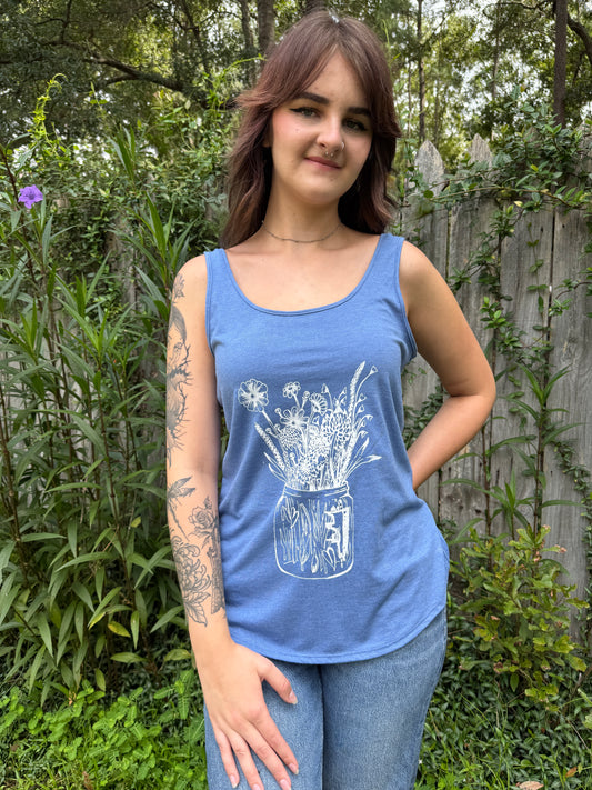 Flower Jar Blue Tank Top
