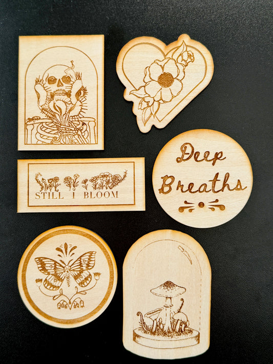 Wooden Still I Bloom Magnet