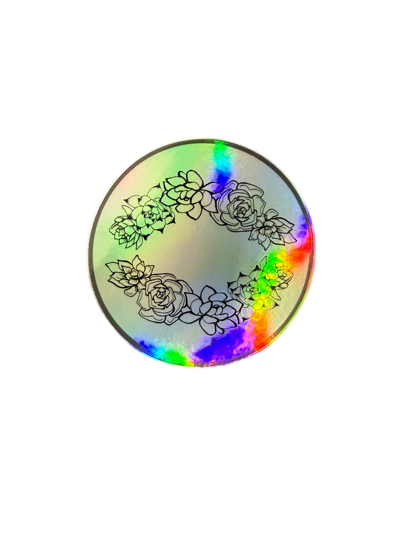 Silver Succulents Holographic Sticker