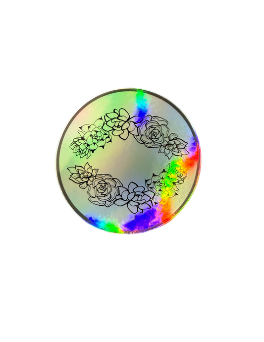 Silver Succulents Holographic Sticker