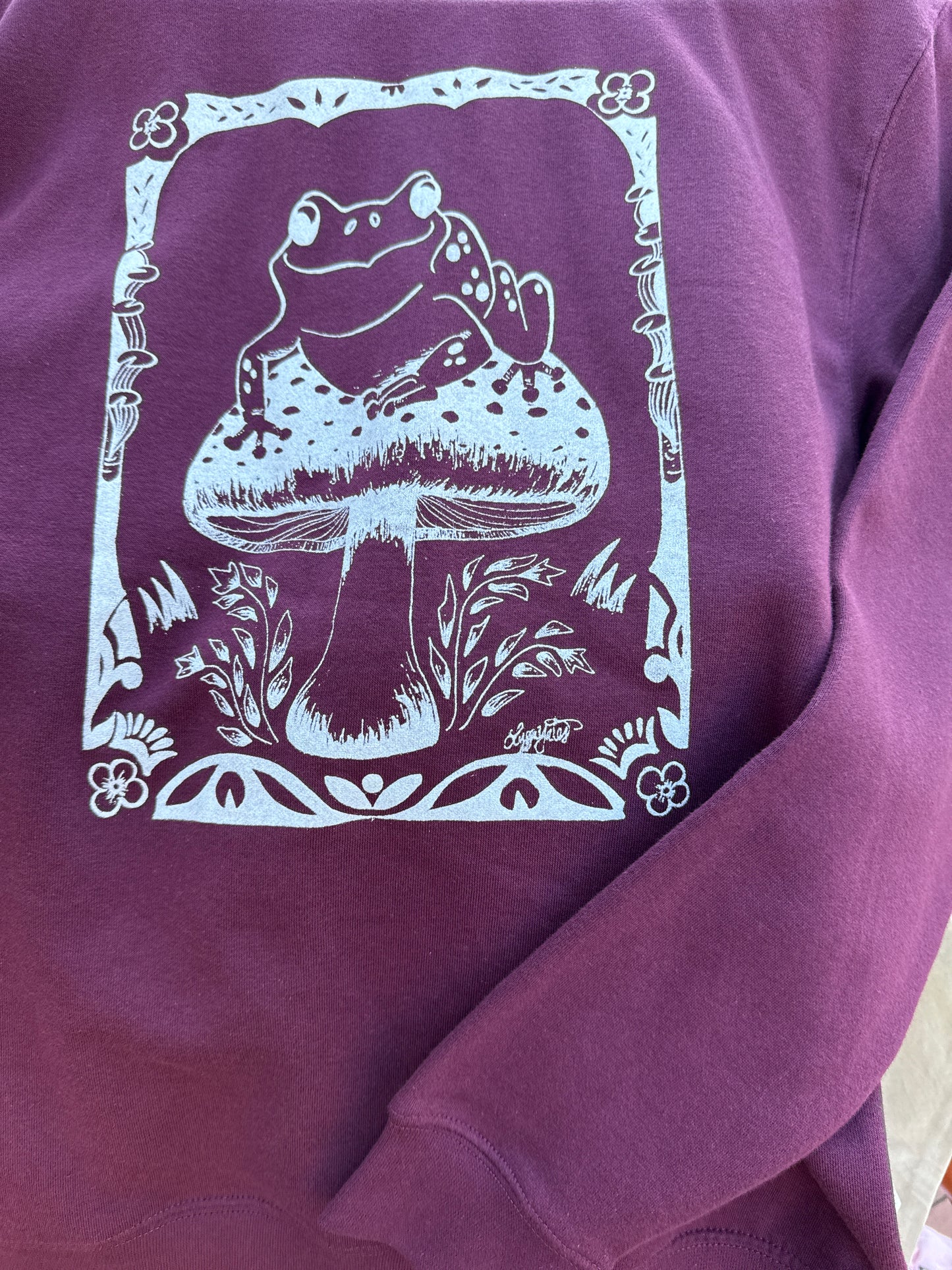 Frog zip up Maroon Hoodie