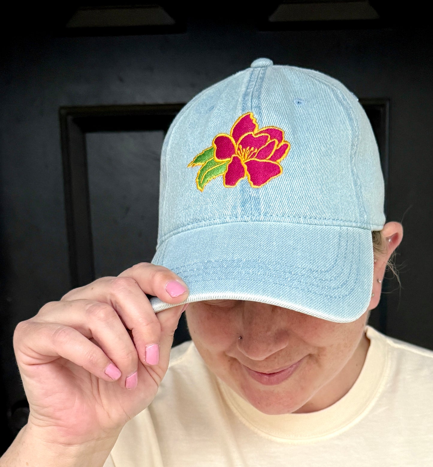 Camellia Denim Hat
