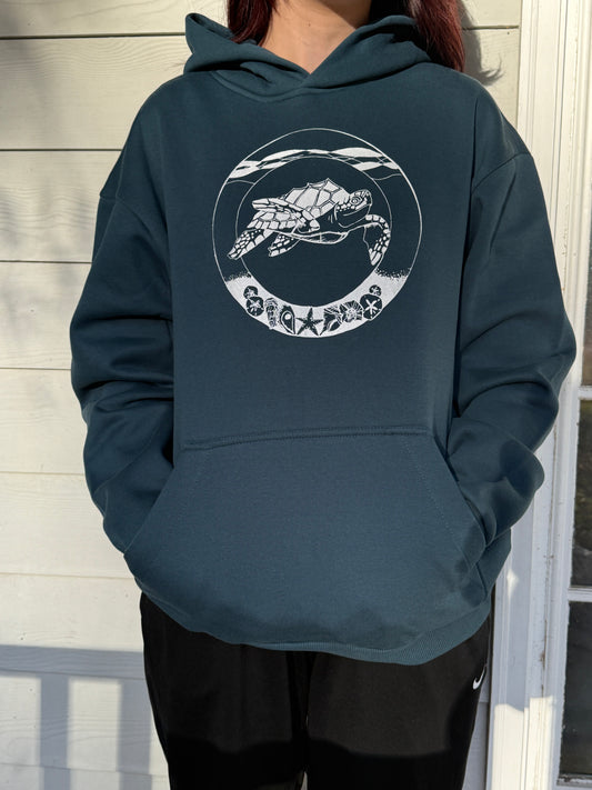 Sea Turtle Coastal Christmas Blue-green Hoodie