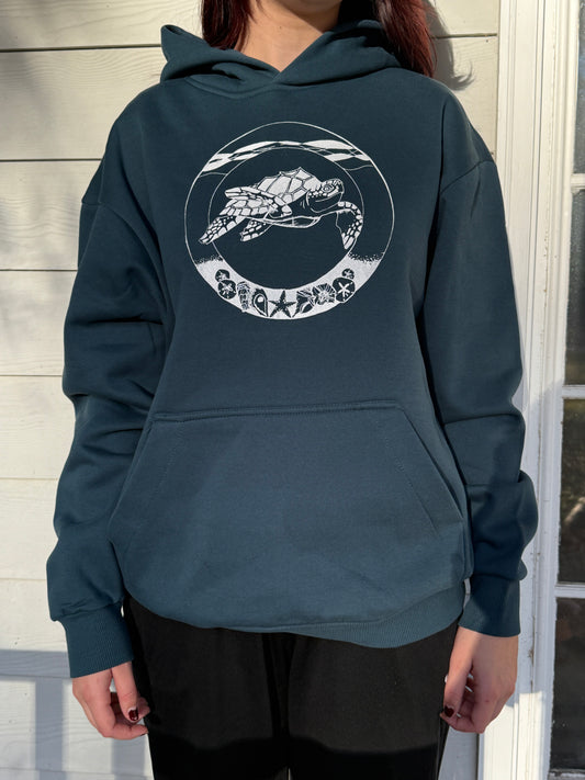 Sea Turtle Coastal Christmas Blue-green Hoodie