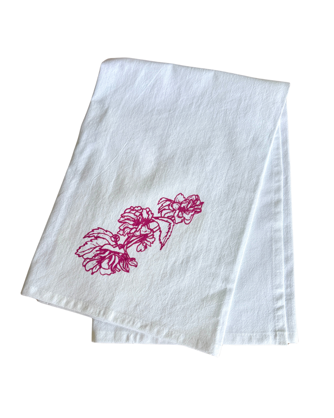 Pink Floral Flour sack Dish Towel
