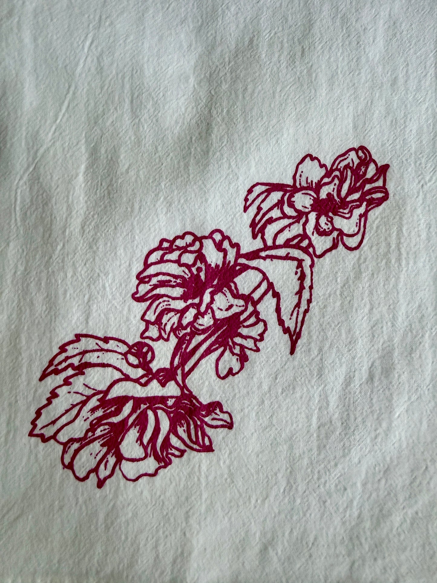 Pink Floral Flour sack Dish Towel