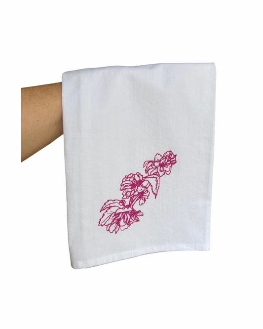 Pink Floral Flour sack Dish Towel