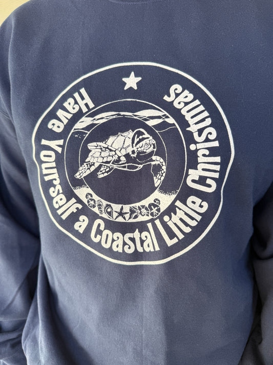 Sea Turtle Coastal Christmas Navy Blue Sweateshirt