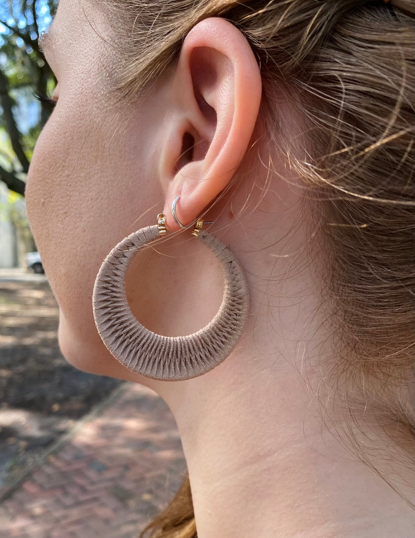 Earthly Elegance Beige Hoops