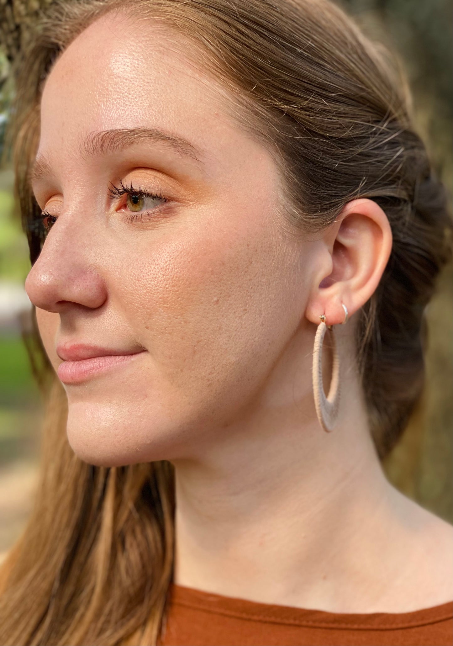 Earthly Elegance Beige Hoops