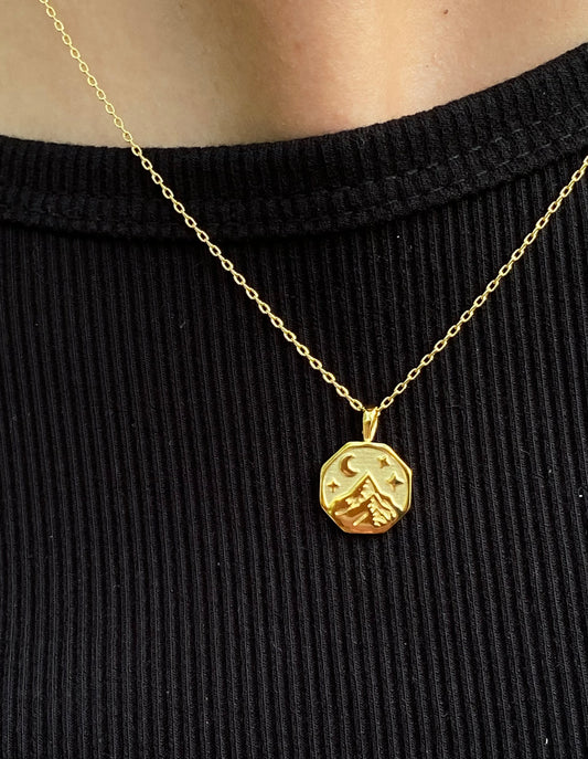 Gold Mountain Moonrise Necklace