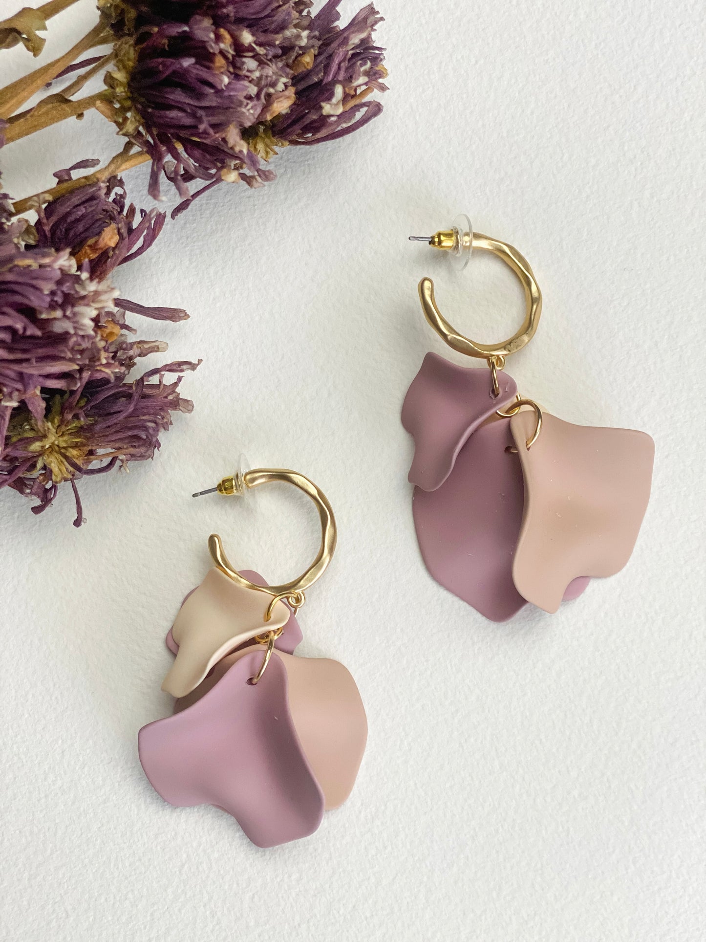 Blushing Blossom Petal Earrings