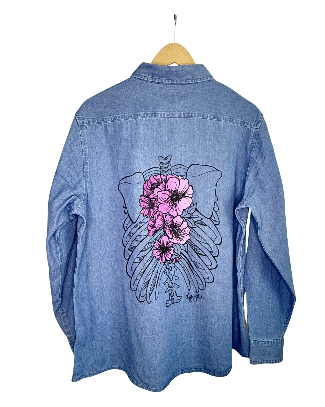 Floral Spine Skele Denim Long Sleeve