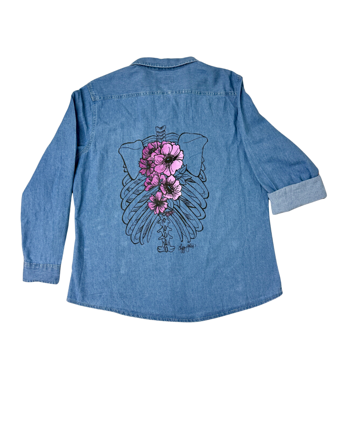 Floral Spine Skele Denim Long Sleeve