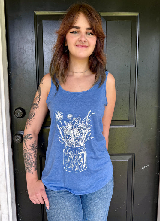 Flower Jar Blue Tank Top