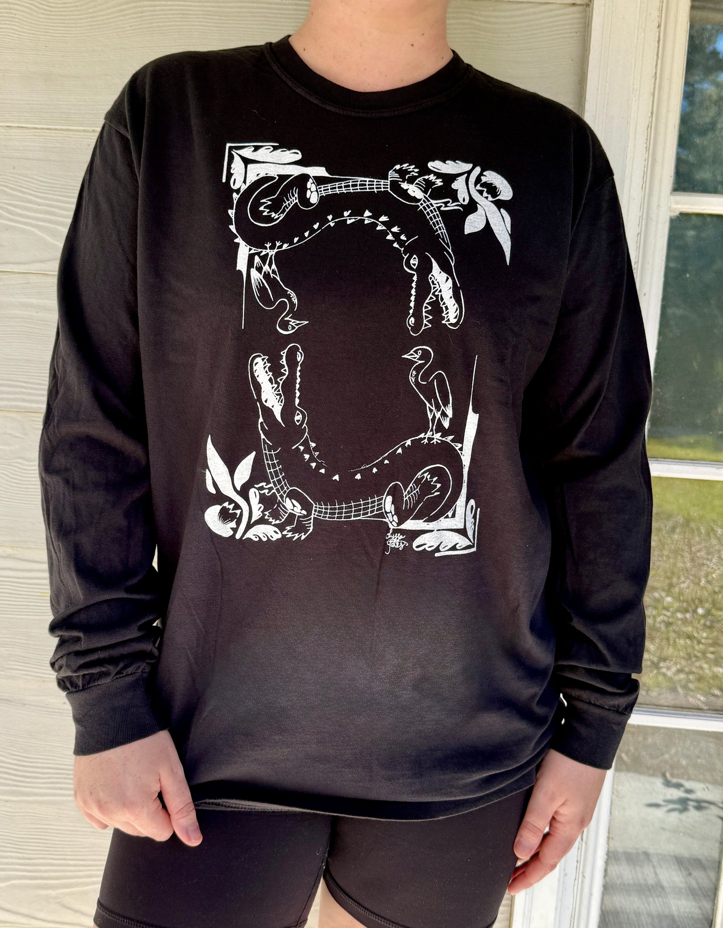 Alligators Chasing Cranes Long Sleeve Tee