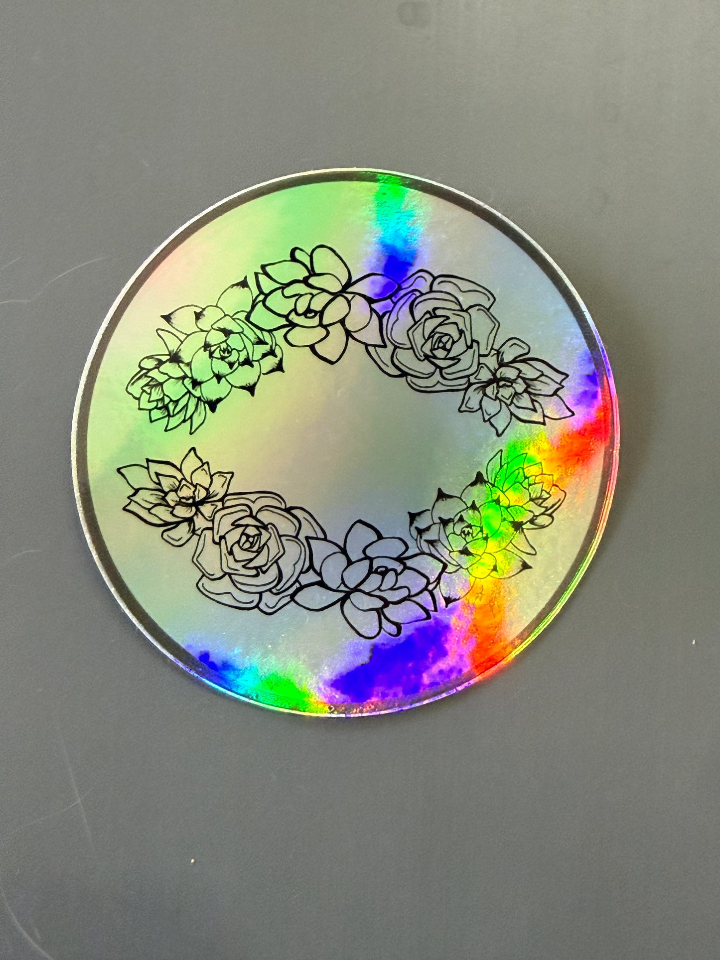 Silver Succulents Holographic Sticker