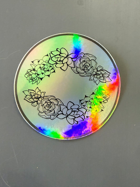 Silver Succulents Holographic Sticker