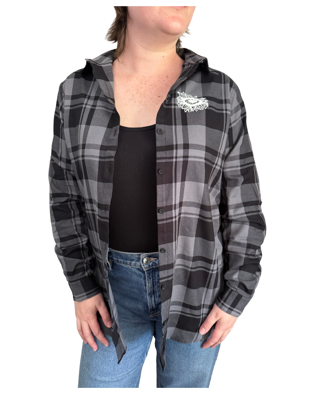Skele Sunflower Bouquet Plaid Long Sleeve