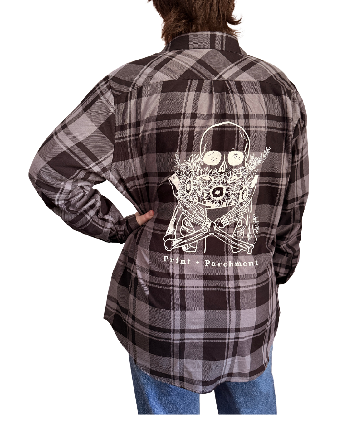 Skele Sunflower Bouquet Plaid Long Sleeve