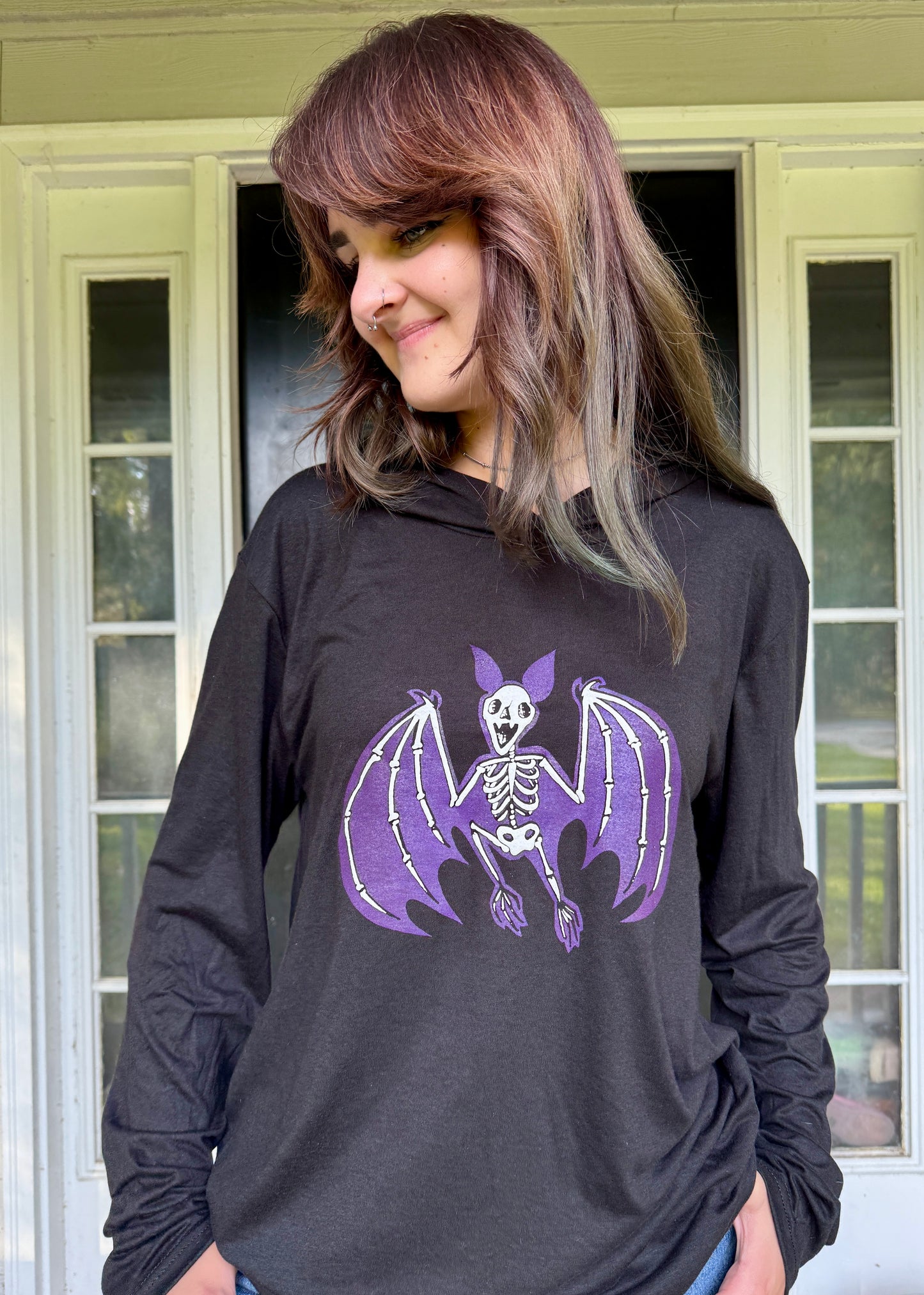 Skele Bat Long Sleeve Hooded Tee