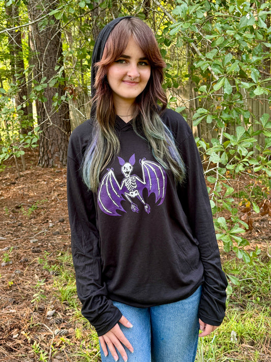 Skele Bat Long Sleeve Hooded Tee