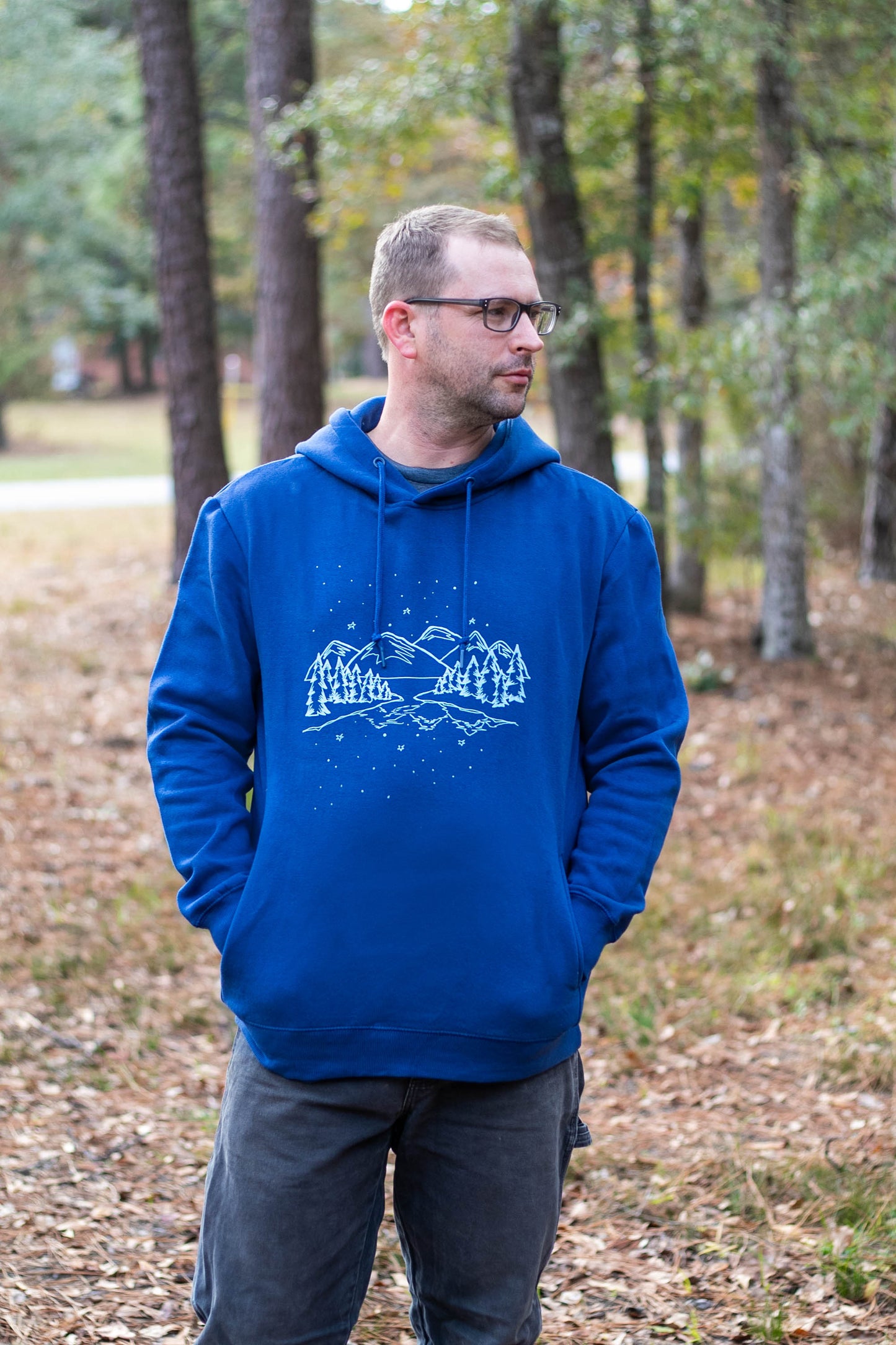 Blue Snowy Forest Hoodie Sweater