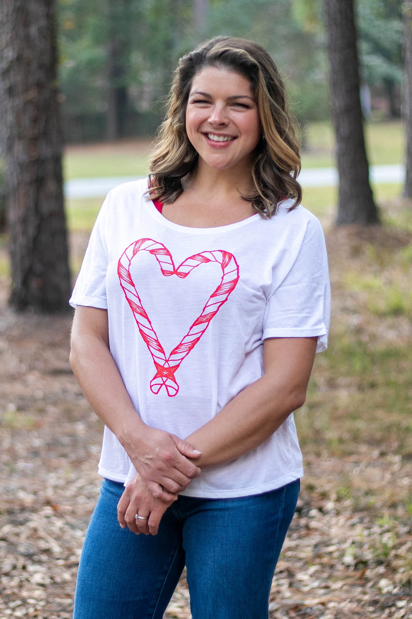 Candy Cane Heart Slouchy Tee