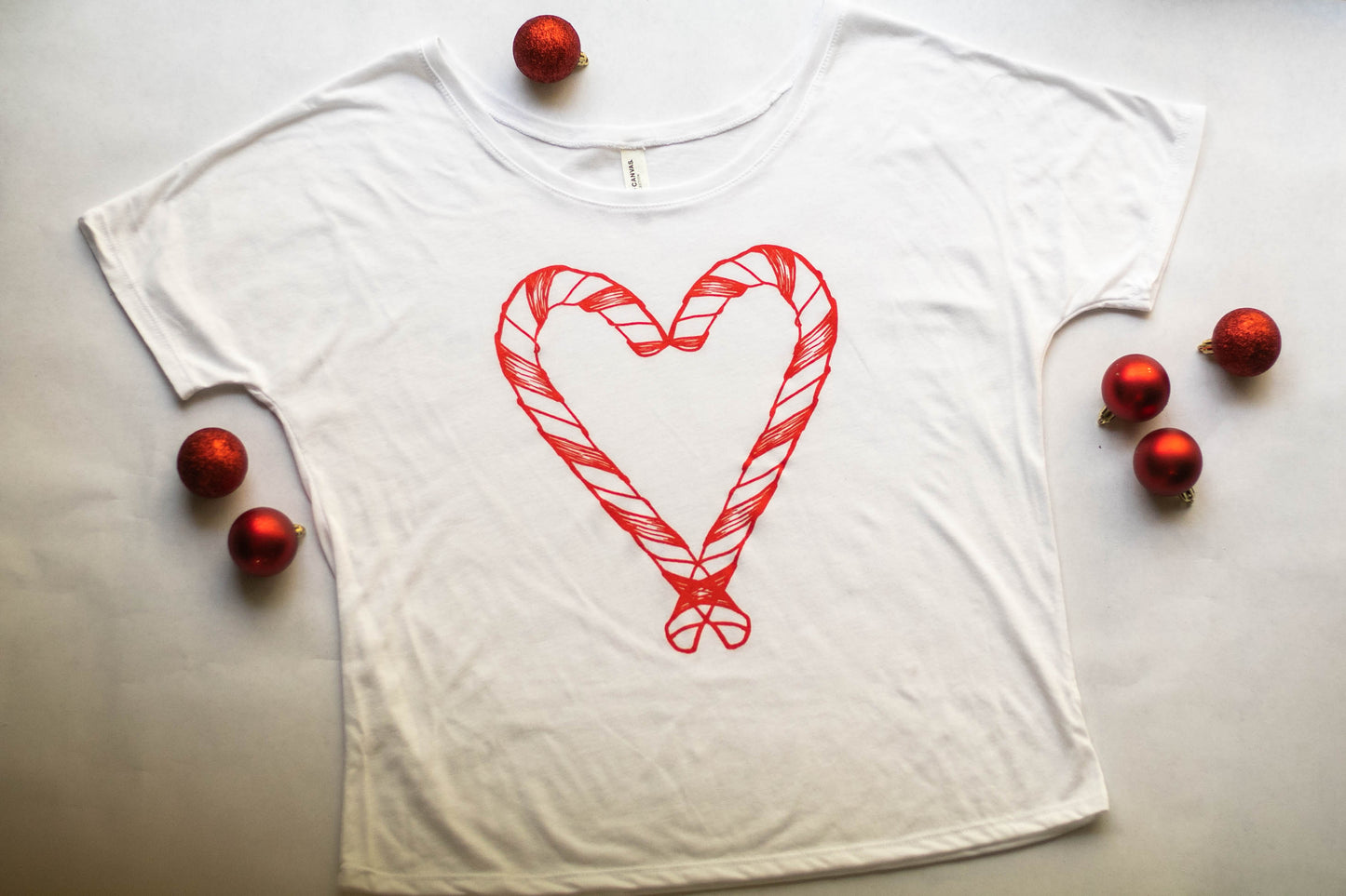 Candy Cane Heart Slouchy Tee