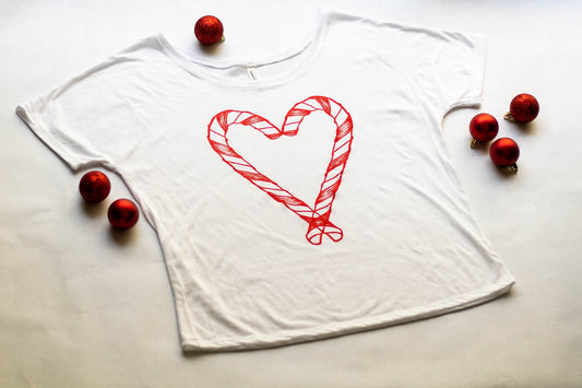 Candy Cane Heart Slouchy Tee