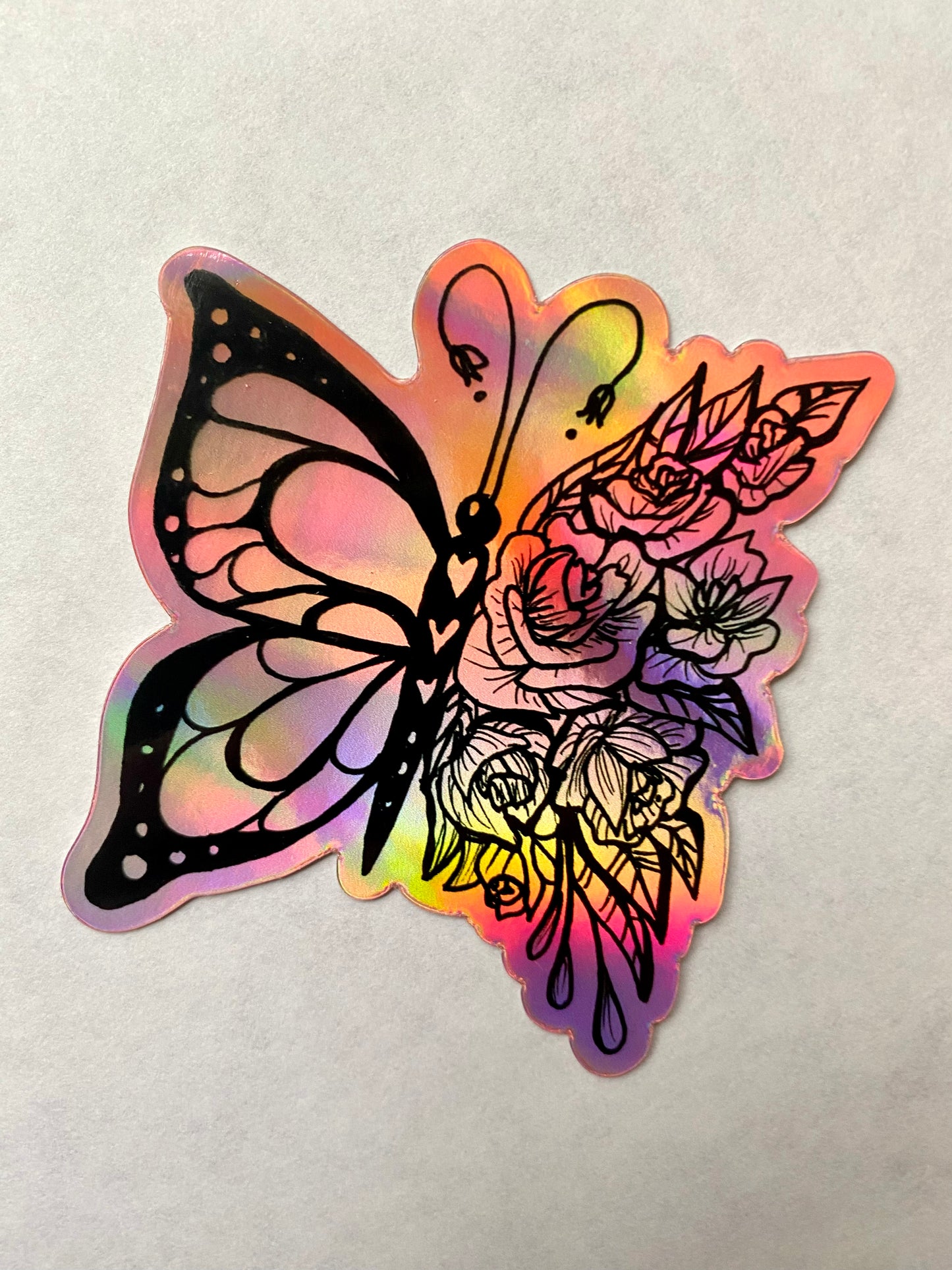 Flower Butterfly Holographic Sticker