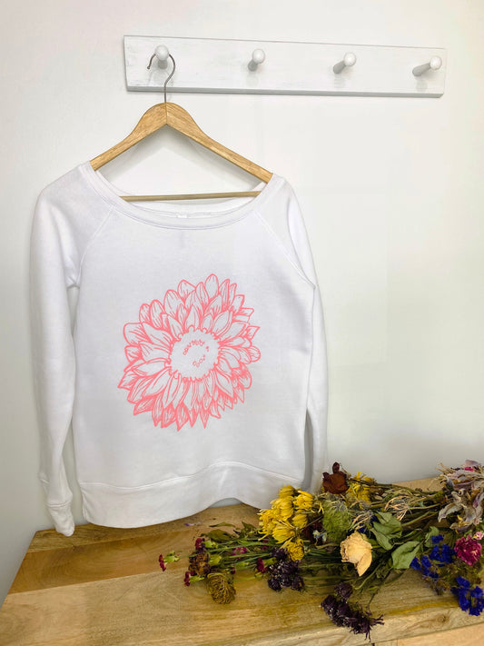 My Coziest Pink Flower Wide Neck Sweatshirt