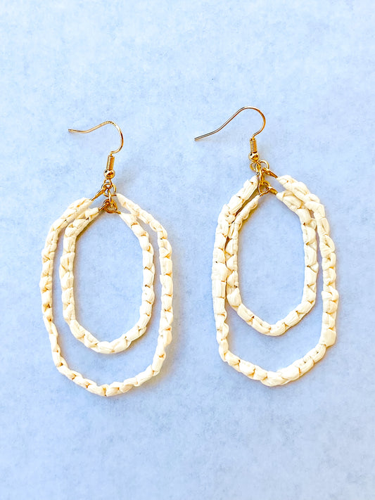 Woven White Loop Earrings