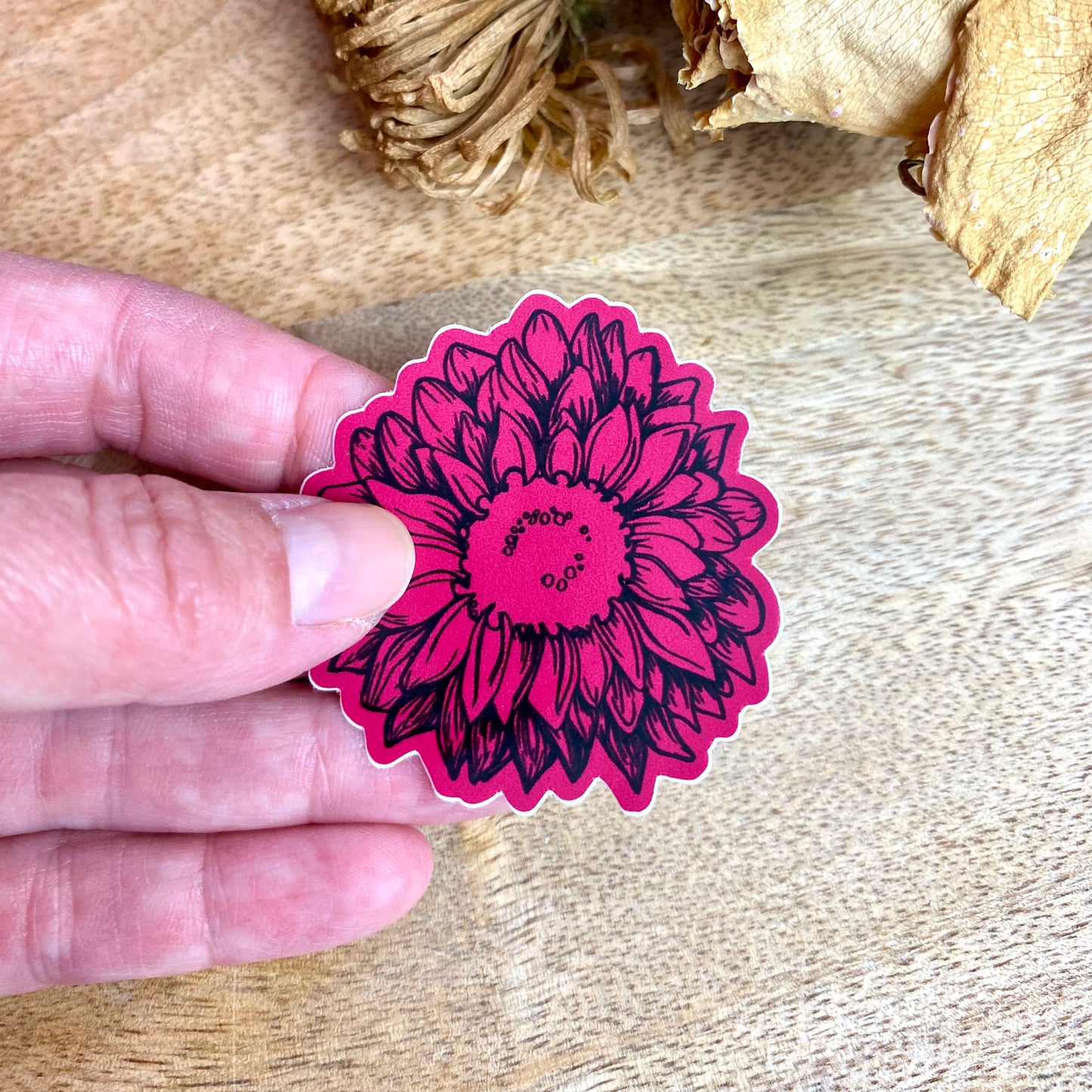 Maroon Daisy Flower Sticker